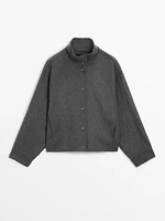 Wool blend high neck jacket