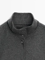 Wool blend high neck jacket