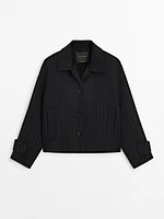 Short pinstripe wool blend jacket