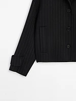 Short pinstripe wool blend jacket