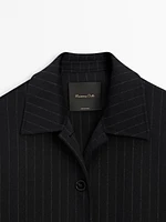 Short pinstripe wool blend jacket