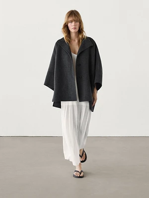 Wool blend voluminous cape