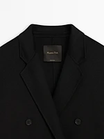 Double-breasted wool blend blazer