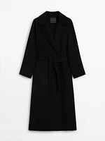 Long wool blend coat with belt