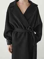 Long wool blend coat with belt