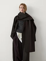 Wool blend coat with scarf