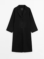 Long wool blend coat with three buttons