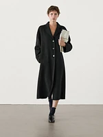 Long wool blend coat with three buttons