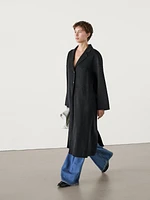 Long wool blend coat with three buttons