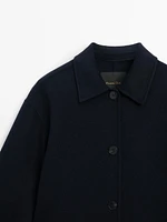 Mid-length wool blend coat with patch pockets