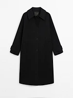 Long wool blend trench coat