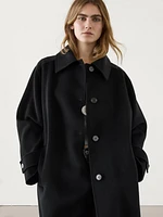 Long wool blend trench coat