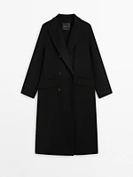 Long wool blend double-breasted coat