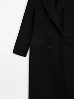 Long wool blend double-breasted coat