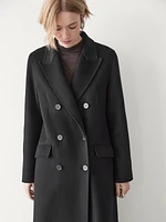 Long wool blend double-breasted coat