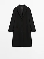 Long wool blend coat with pockets