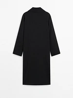 Long 100% wool coat with belt