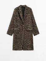 Long textured animal print coat