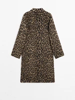 Long textured animal print coat