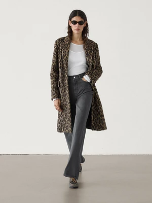 Long textured animal print coat