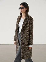 Long textured animal print coat