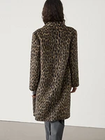 Long textured animal print coat