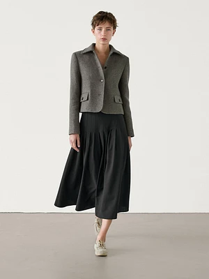 Short wool blend jacket with fabric detail