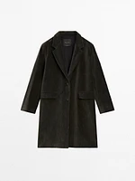 Long cotton blend velvet coat