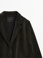 Long cotton blend velvet coat