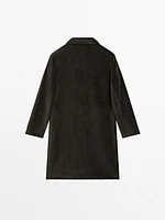 Long cotton blend velvet coat