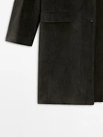 Long cotton blend velvet coat