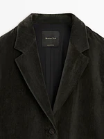 Long cotton blend velvet coat