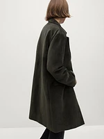 Long cotton blend velvet coat