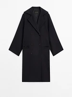 Long wool blend trench coat