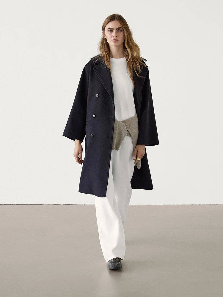 Long wool blend trench coat