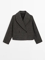 Cropped melange wool jacket