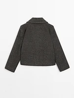 Cropped melange wool jacket