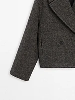 Cropped melange wool jacket