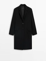 Textured wool blend coat