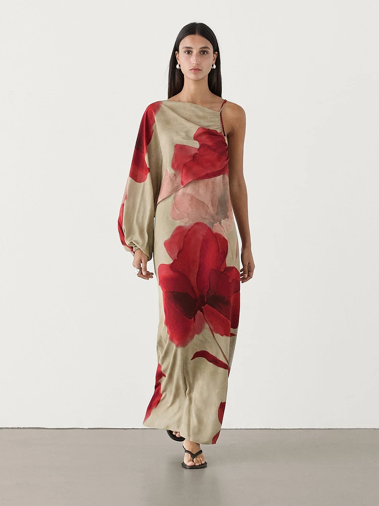 Printed asymmetric dress