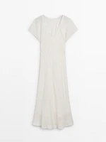 Long short sleeve linen dress