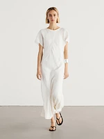 Long short sleeve linen dress