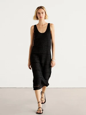 Strappy crochet midi dress
