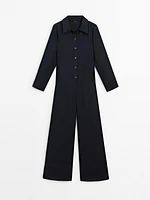 Straight fit jumpsuit with long sleeves