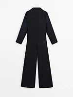 Straight fit jumpsuit with long sleeves