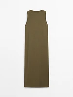 Ribbed melange midi dress