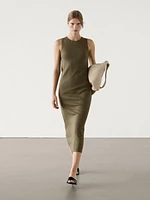 Ribbed melange midi dress