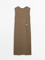 Wool blend dress with brooch detail