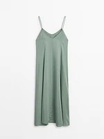 Flowing camisole midi dress with straps