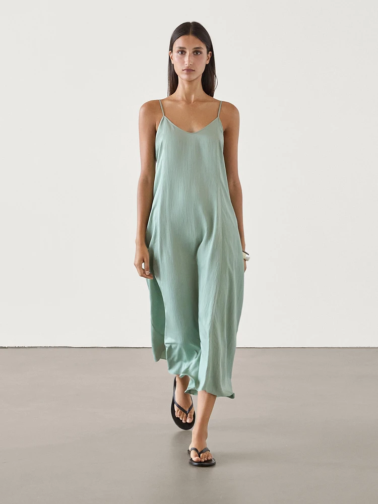 Flowing camisole midi dress with straps